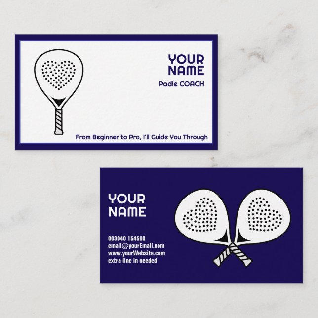 🎾Custom text,  Padel Coach Business Card (Front/Back)