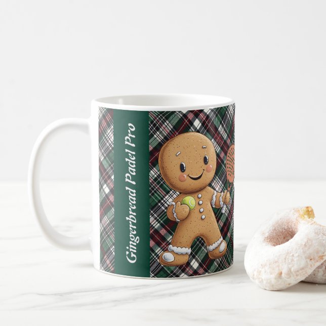 🎾🎄Custom text,  Padel Powered Christmas Coffee Mug (With Donut)