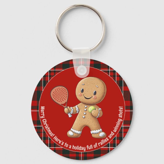🎾🎄Custom text,  Padel Powered Christmas Key Ring (Front)