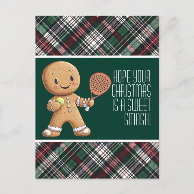 🎾🎄Custom text,  Padel Powered Christmas Postcard (Front)