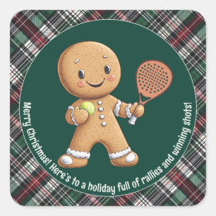 🎾🎄Custom text, Padel Powered Christmas Square Sticker