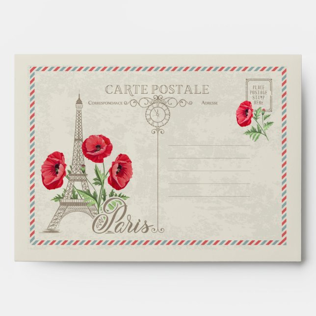 Custom Text Paris France Envelope (Front)