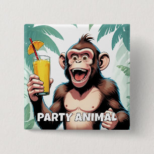 Custom Text Party Animal 15 Cm Square Badge