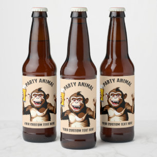 Custom Text Party Animal Beer Bottle Label