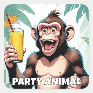 Custom Text Party Animal Square Sticker