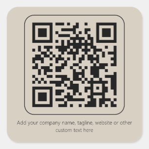 Custom Text Pastel Creamy Vanilla QR Code Product Square Sticker