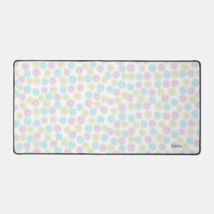 Custom Text Pastel Flowers Desk Mat
