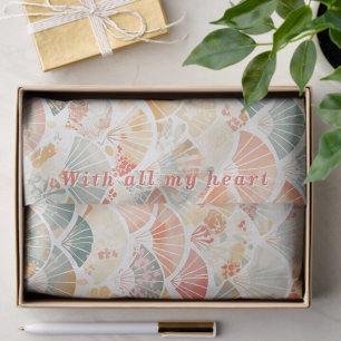 Custom Text Pastel Watercolor Japanese Fan Tissue Paper