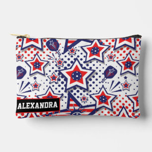 Custom text Patriotic Stars & Pickleball Accessory Pouch