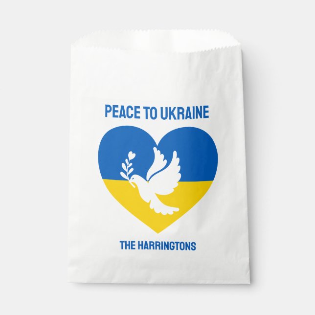 Custom Text Peace to Ukraine Favour Bag (Front)