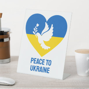 Custom Text Peace to Ukraine Pedestal Sign