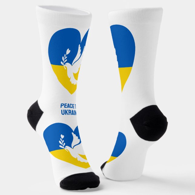 Custom Text Peace to Ukraine Socks (Angled)