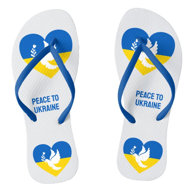 Custom Text Peace to Ukraine Thongs (Footbed)