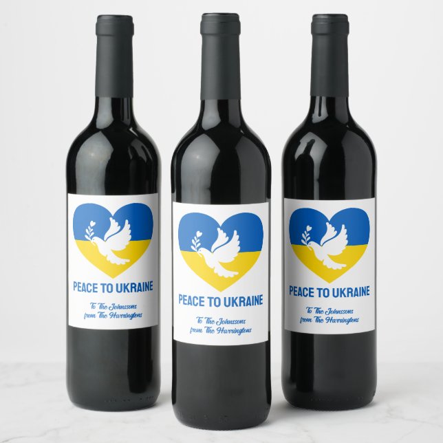 Custom Text Peace to Ukraine Wine Label (Bottles)