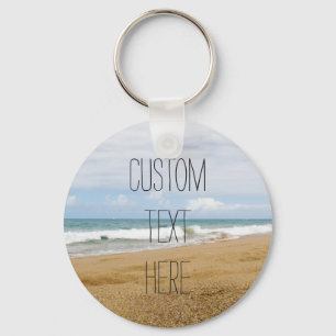 Custom Text   Peaceful Beach Key Ring