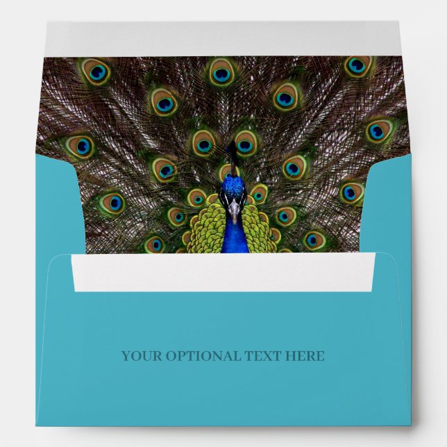 Custom Text Peacock Envelope (Back (Bottom))