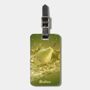 Custom text Pear Splash luggage tag