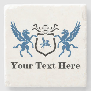 Custom Text Pegasus Blazon Stone Coaster