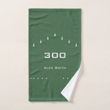 Custom Text Personalised Bowling Ball Towel Green