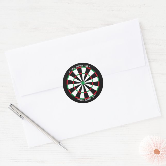 Custom Text Personalised Classic Dart Board Round Sticker (Envelope)