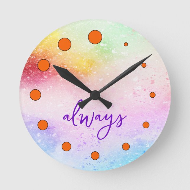 Custom Text Personalised Clock With Dots (Front)