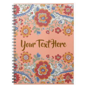 Custom Text Personalised Floral Vintage Boho Notebook