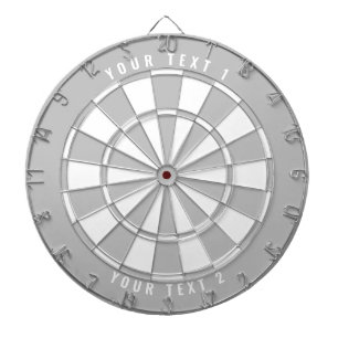Custom Text Personalised Grayscale Grey & White Dartboard