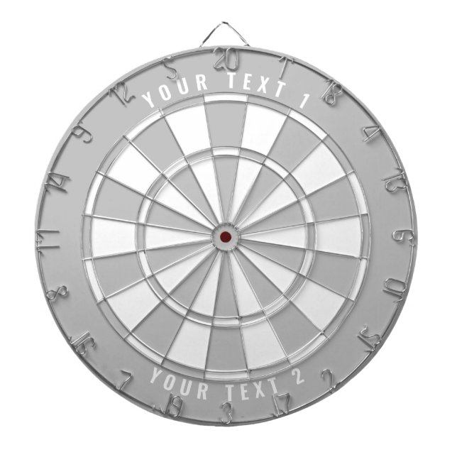 Custom Text Personalised Grayscale Grey & White Dartboard (Front)