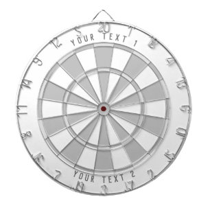 Custom Text Personalised Grayscale White & Grey Dartboard