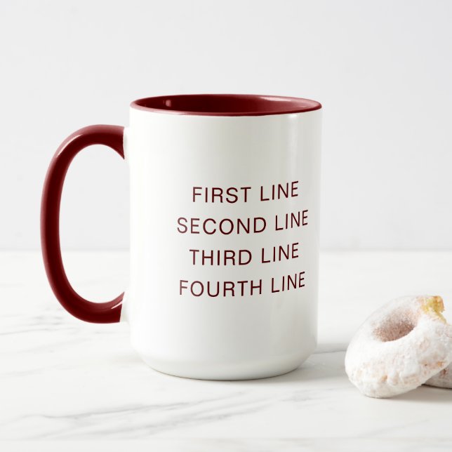 Custom Text Personalised Maroon 15 oz Combo Mug (With Donut)