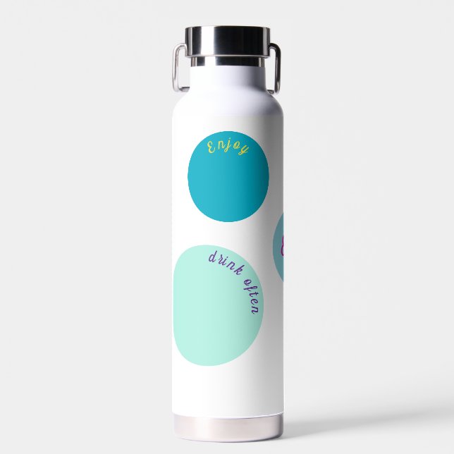 Custom Text Personalised Monogram Circles Water Bottle (Front)
