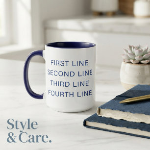 Custom Text Personalised Navy 15 oz Combo Mug