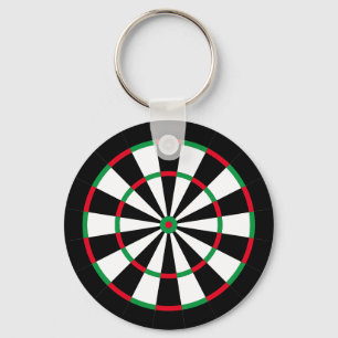 Custom Text Personalized Dart Board   Red & Green Key Ring