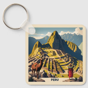 Custom Text Peru Machu Picchu Key Ring