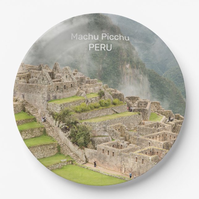 Custom Text Peru Machu Picchu Paper Plate (Front)