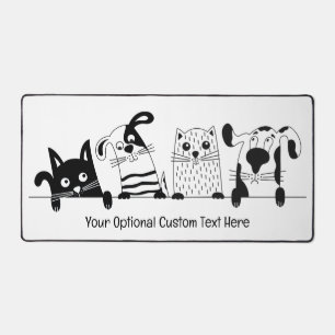Custom Text Pets Illustration Desk Mat
