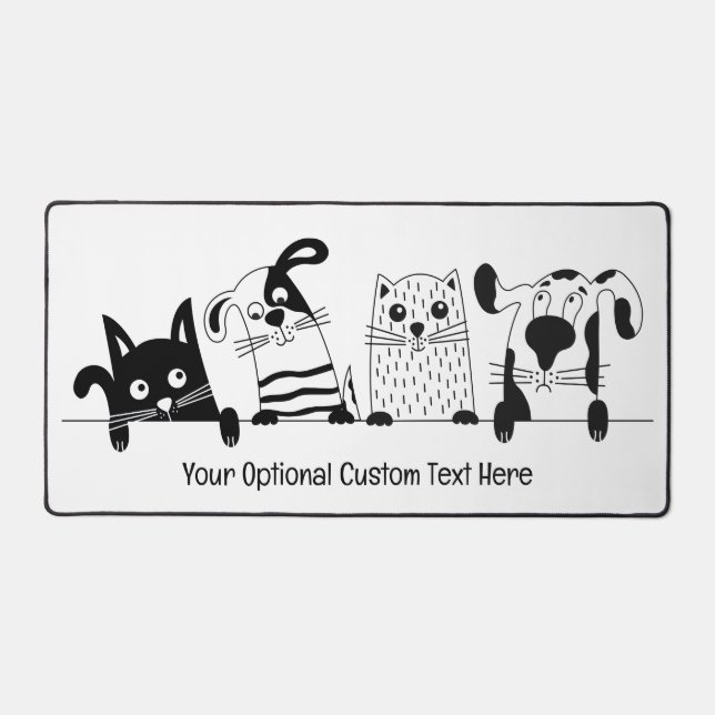 Custom Text Pets Illustration Desk Mat (Front)