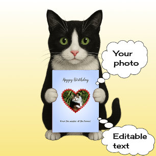Custom text photo birthday from pet card