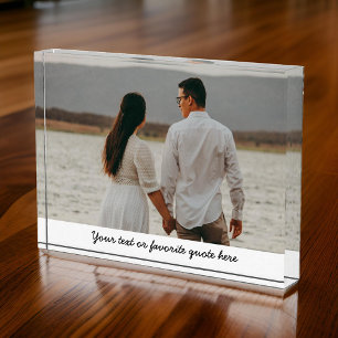 Custom Text Photo Block Gift for Wife and Husband