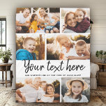 Custom Text Photo Collage Modern Family Keepsake Fleece Blanket<br><div class="desc">6 of your favourite photos with a trendy hand written script reading your custom message with your names or any other details below. Great keepsake gift for friends and family!</div>