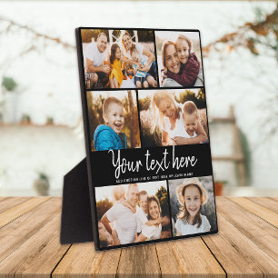 Custom Text Photo Collage Modern Family Keepsake Plaque