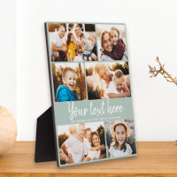 Custom Text Photo Collage Modern Green Keepsake