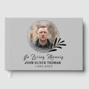 Custom Text Photo Memorial Funeral Leaves Guest Book