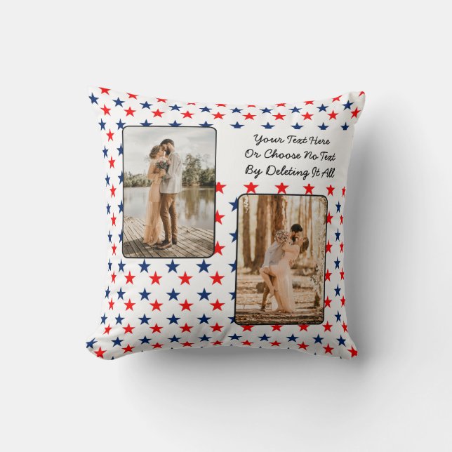 Custom Text/Photo Red White Blue Summer Vibes Cushion (Front)
