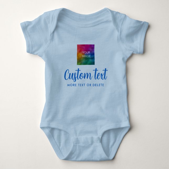 Custom Text Photo Unisex Jersey One-Pieces Boy Baby Bodysuit (Front)