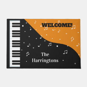 Custom text Piano Music door mats