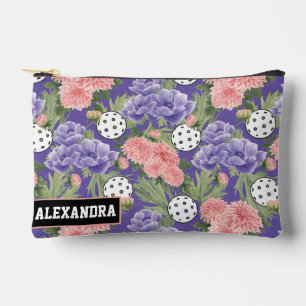 Custom text pickleball Court Bloom Accessory Pouch