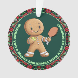 Custom text,  Pickleball Gingerbread Cheer Ornament