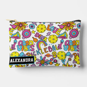 Custom text pickleball Pickleball Good Vibes Accessory Pouch