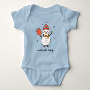 Custom text Pickleball Snowman Cheer Baby Bodysuit